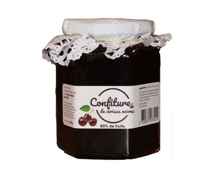 Black cherry marmelade with cane sugar and honey 300g (jar)